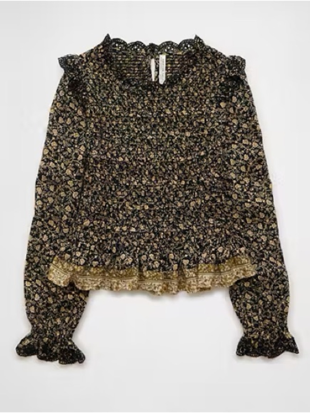 AE Long Sleeve Smocked Babydoll Blouse
